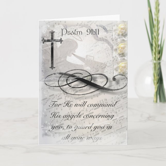 Psalm 91:11 Angel Note Card (Front)