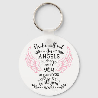 Psalm 91:11 Bible Scripture Verse Angels Guard Keychain