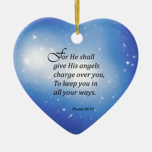 Psalm 91:11 ceramic ornament (Front)