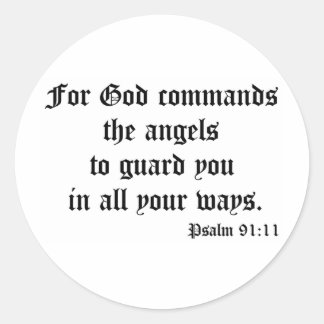 Psalm 91:11 classic round sticker