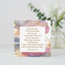 Psalm 91:14-15 Lord says I Will Rescue Bible Card