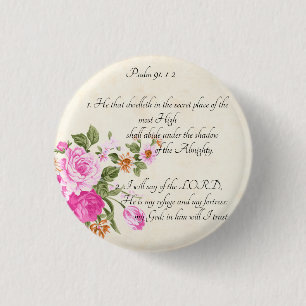 Psalm 91:1-2   1 inch round button