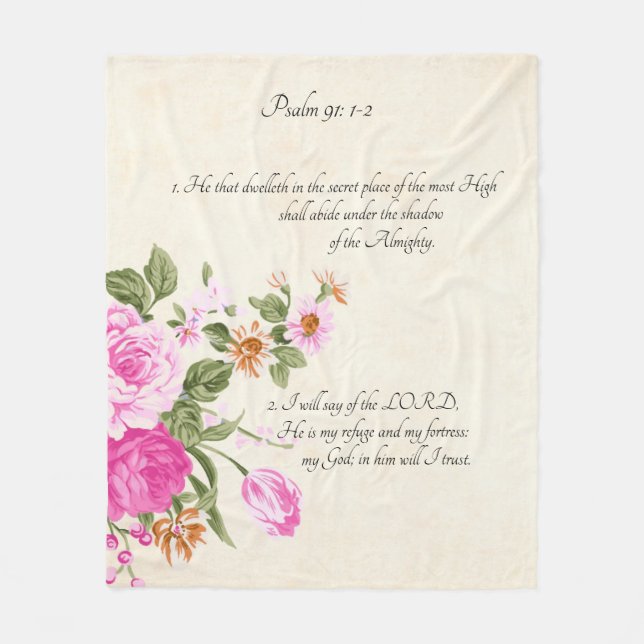 Psalm 91:1-2  fleece blanket (Front)
