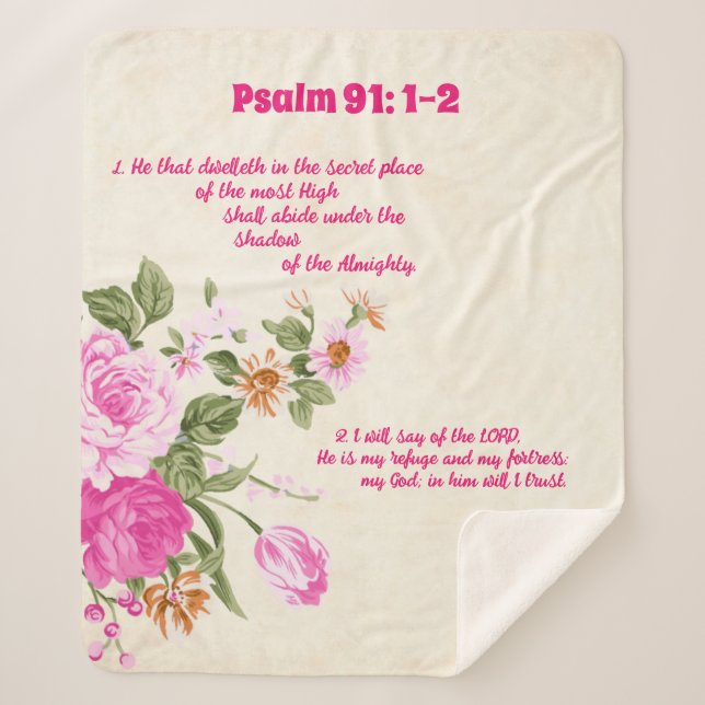 Psalm 91:1-2 sherpa blanket (Front)