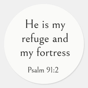 Psalm 91:2 Bible Verse, Scripture for Protection, Classic Round Sticker