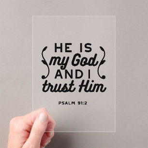 Psalm 91:2 – Trust in God Christian Bible Verse Acrylic Invitations