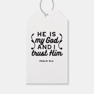 Psalm 91:2 – Trust in God Christian Bible Verse Gift Tags