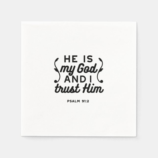 Psalm 91:2 – Trust in God Christian Bible Verse Napkin (Front)