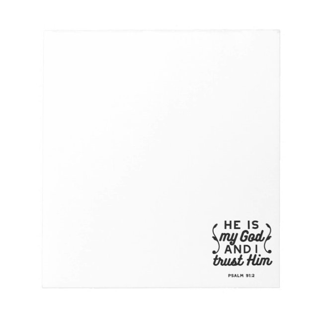 Psalm 91:2 – Trust in God Christian Bible Verse Notepad (Front)