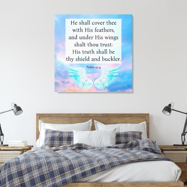Psalm 91:4 canvas print (Insitu(Bedroom))