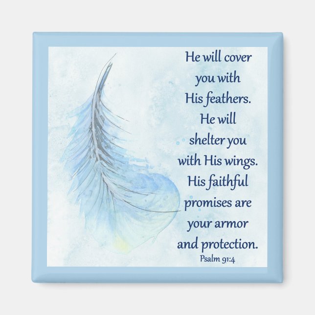 Psalm 91:4 Feather Magnet (Front)