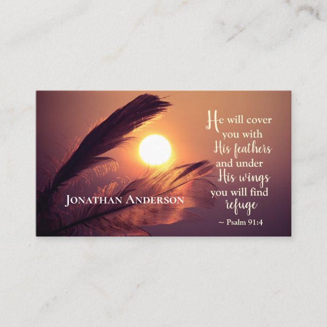 Psalm 91:4 He will cover you with His Feathers Business Card (Front)