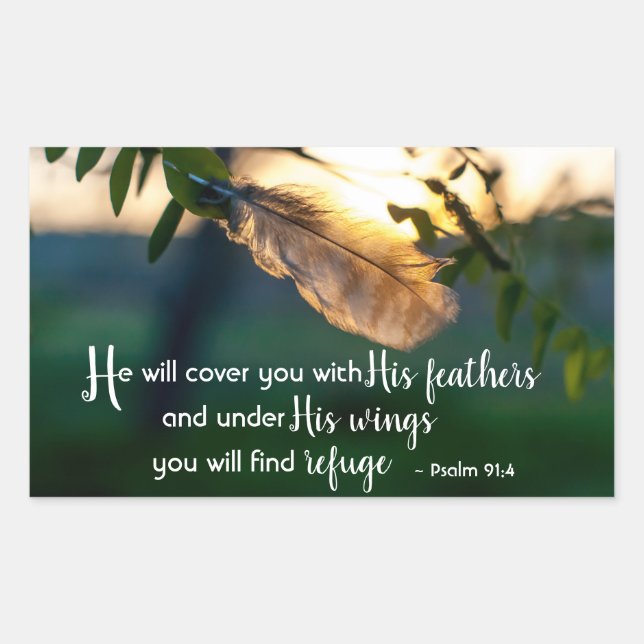 Psalm 91:4 He will cover you with His Feathers Sticker (Front)