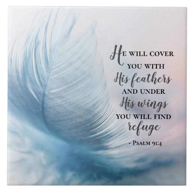 Psalm 91:4 He will cover you with His Feathers Tile (Front)
