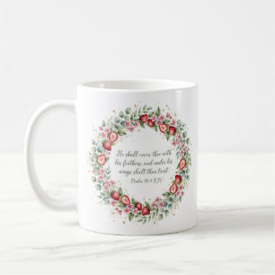Psalm 91 4 KJV Under His Wings Strawberry Wreath Coffee Mug