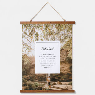 Psalm 91:4 Scripture and Custom Photo Print Hanging Tapestry
