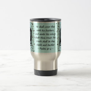 Psalm 91:4 travel mug
