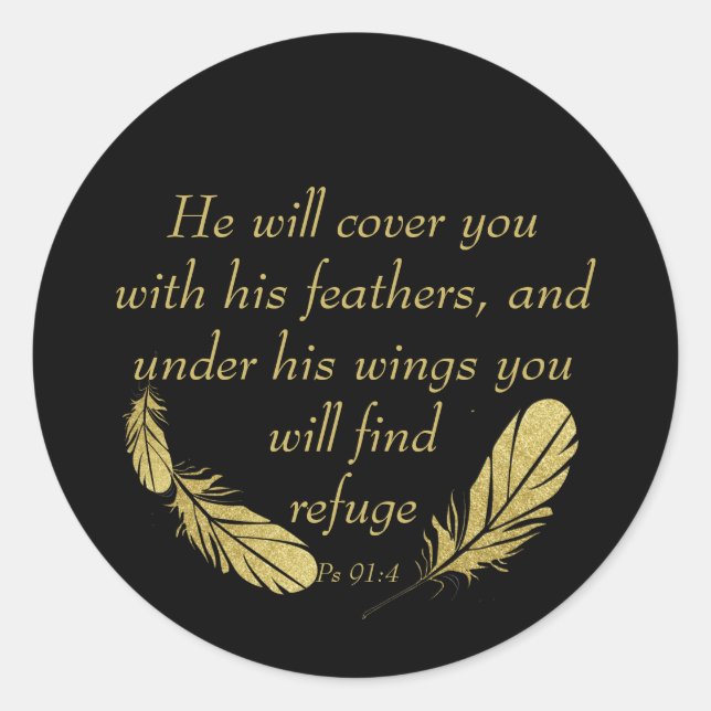 Psalm 91:4 Wings God's protection Bible Scripture  Classic Round Sticker (Front)