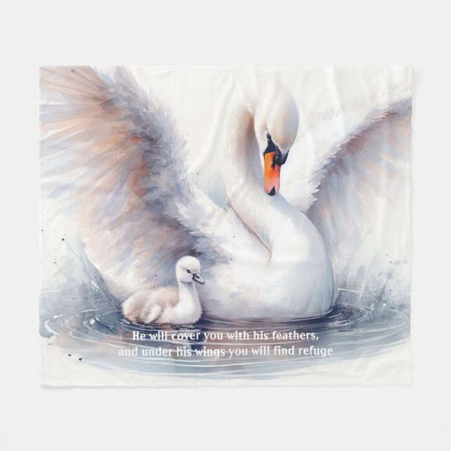 Psalm 91:4 Wings God's protection Bible Scripture Fleece Blanket (Front (Horizontal))
