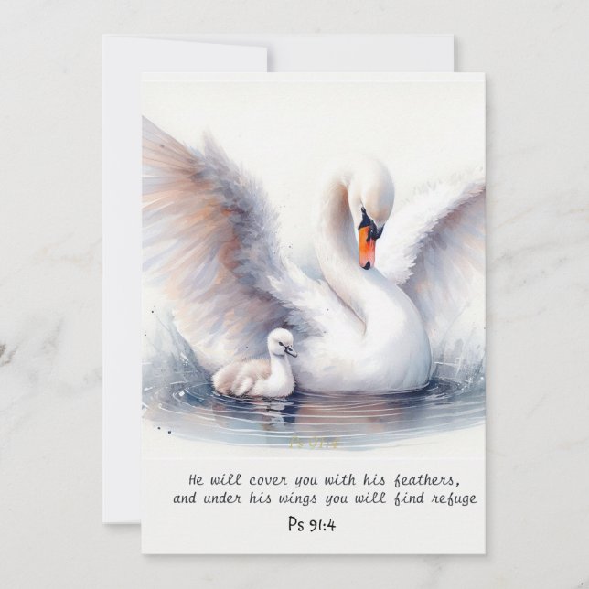 Psalm 91:4 Wings God's protection Bible Scripture Holiday Card (Front)