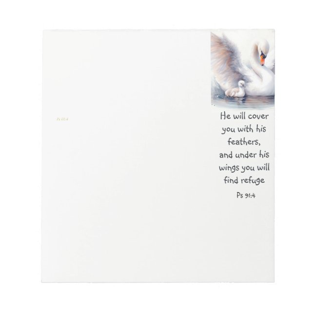 Psalm 91:4 Wings God's protection Bible Scripture Notepad (Front)