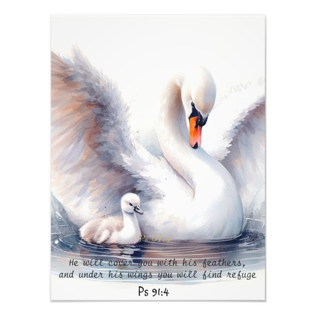Psalm 91:4 Wings God's protection Bible Scripture Photo Print (Front)