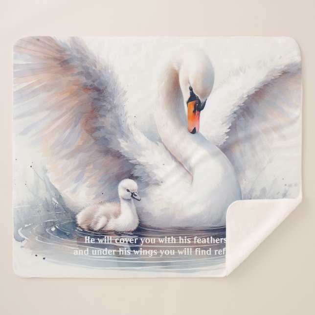 Psalm 91:4 Wings God's protection Bible Scripture Sherpa Blanket (Front (Horizontal))