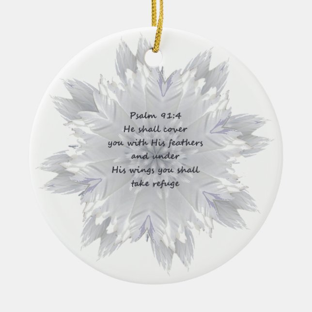 Psalm 91:4 Wings God's protection Ceramic Ornament (Front)