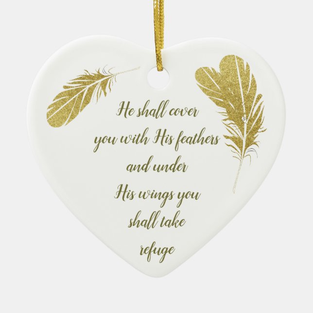 Psalm 91:4 Wings God's protection Inspirational Ceramic Ornament (Front)