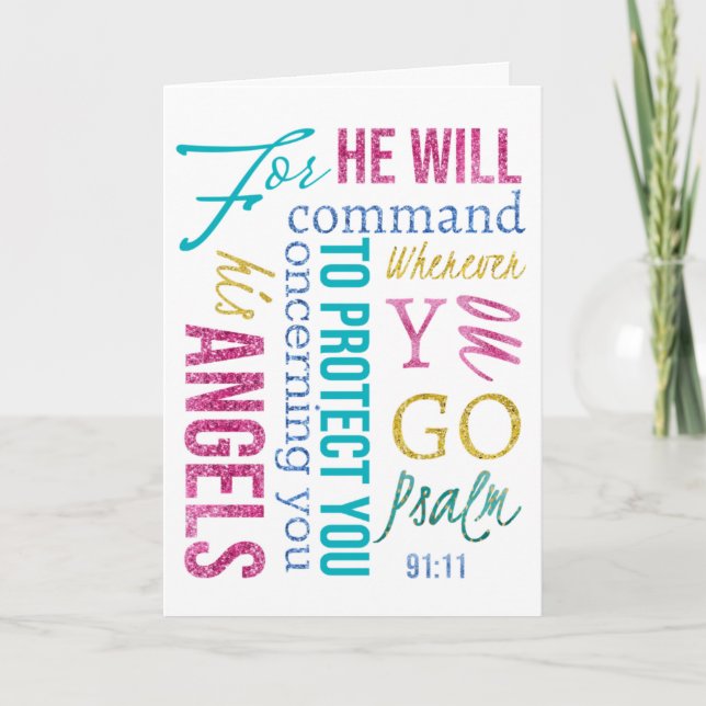 Psalm 91 Angels Scripture Get Well Sympathy Card (Front)