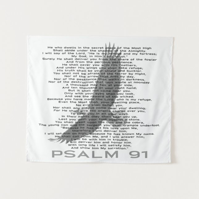 Psalm 91 Art Black and White Eagle Tapestry (Front (Horizontal))