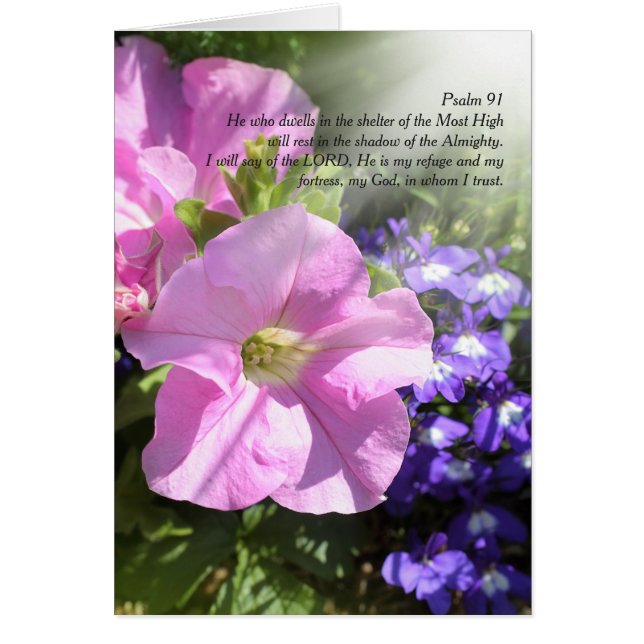 Psalm 91, Beams of light and flowers, folded card (Front)