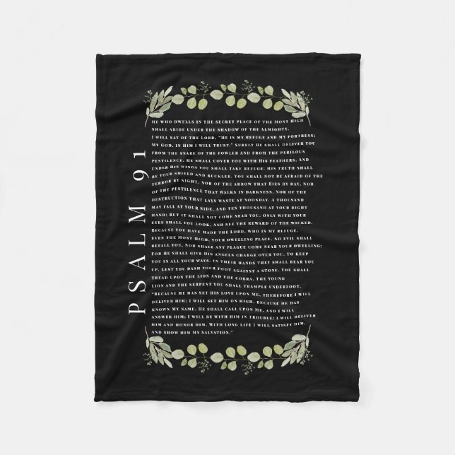 Psalm 91 Beautiful Eucalyptus Leaves  Fleece Blanket (Front)