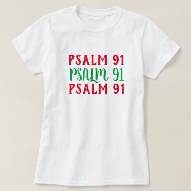 Psalm 91 Bible Scripture Girls Christian T-shirt (Design Front)