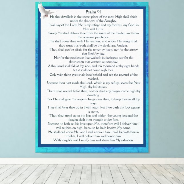Psalm 91 canvas print (Insitu(Wood Floor))