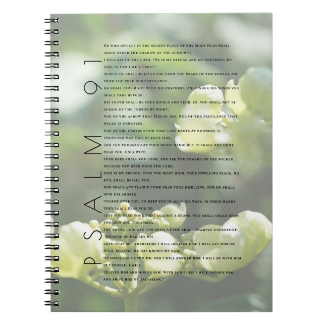 Psalm 91 Christian Art Pretty Floral Journal (Front)