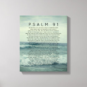 Psalm 91 Coastal Ocean Beach Waves Canvas Print