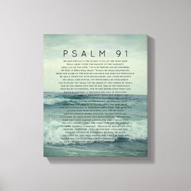 Psalm 91 Coastal Ocean Beach Waves Canvas Print (Front)