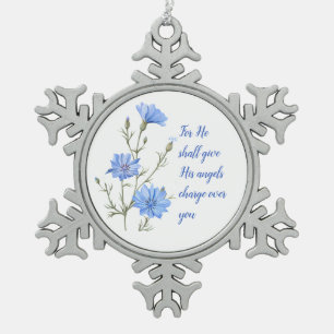 Psalm 91 He Shall Give His Angels Inspirational Snowflake Pewter Christmas Ornament