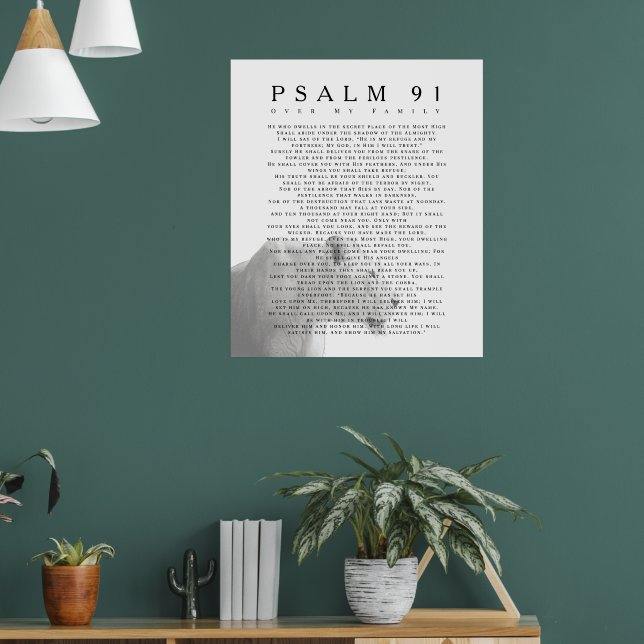 Psalm 91 Lion Christian Art  Poster (Living Room 1)