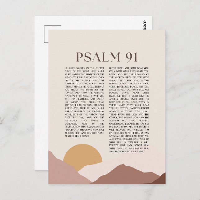 Psalm 91 NKJV Bible Verse Postcard (Front/Back)