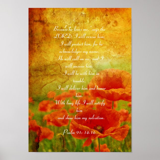 Psalm 91 red poppies poster (Front)