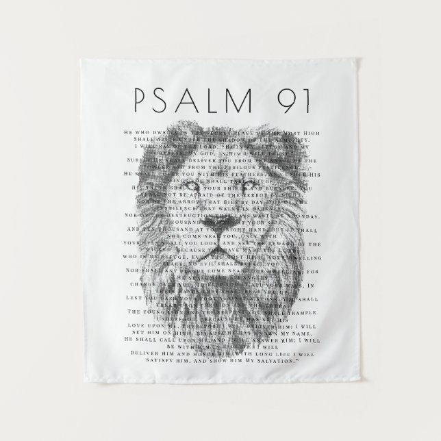 Psalm 91 Rustic Bold Bearded Lion Face  Tapestry (Front)
