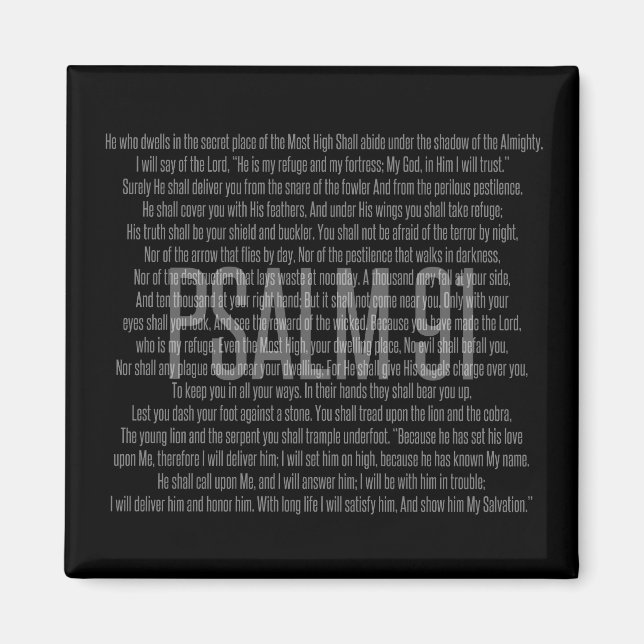 Psalm 91 Scripture Magnet for Home or Office (Front)