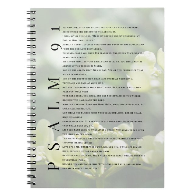 Psalm 91 Soft White Floral Christian Journal (Devant)