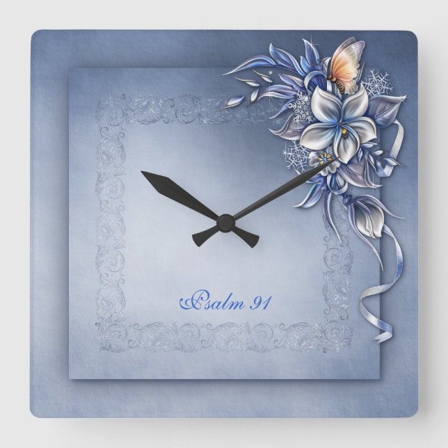 Psalm 91 ^  Square Wall Clock (Front)