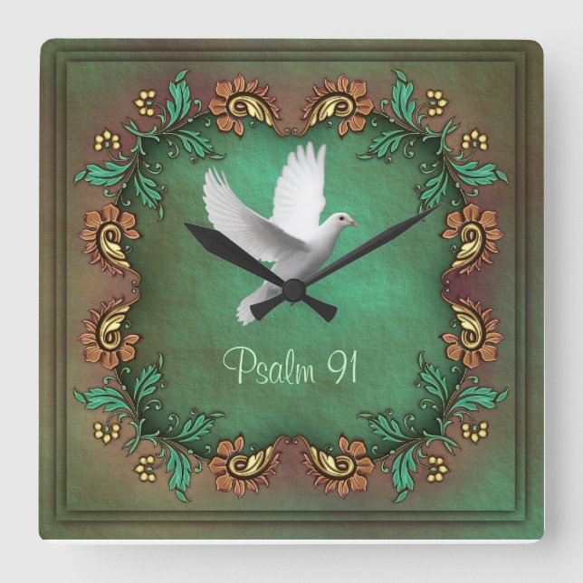 Psalm 91  Square Wall Clock (Front)