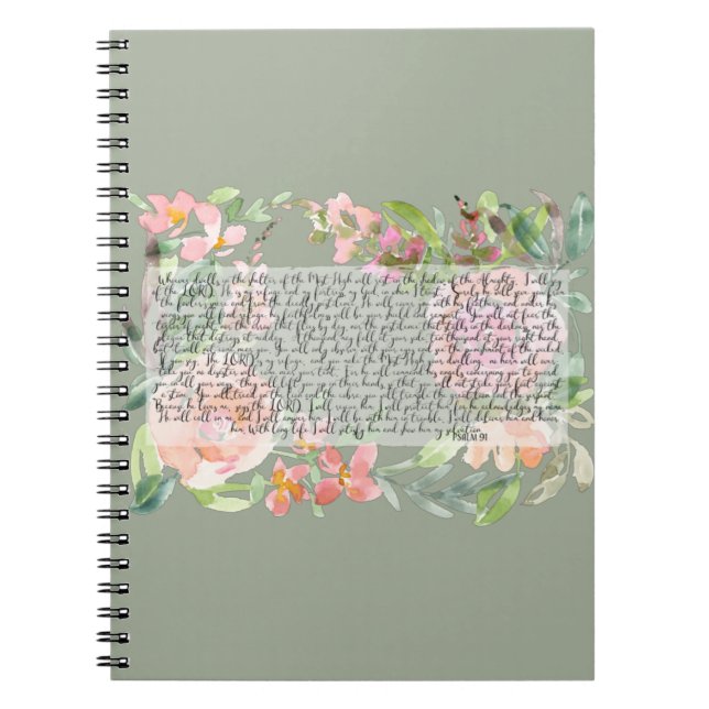 Psalm 91 watercolor scripture art notebook (Front)