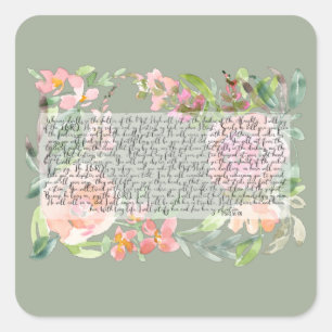 Psalm 91 watercolor scripture art square sticker