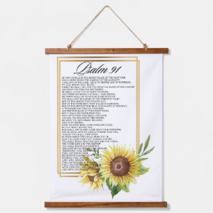 Psalm 91 Watercolor Sunflower Frame Scriptures Hanging Tapestry